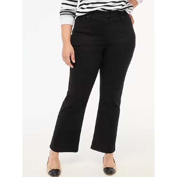 J.Crew Factory Mid-Rise Flare Crop Jeans Women's 31T Black NWT - Picture 1 of 12